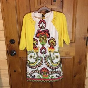 Short sleeve dress with 3/4 length sleeved jacket